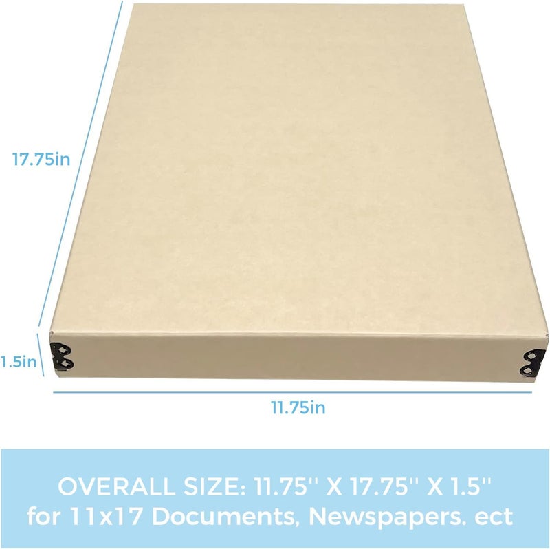 Lineco Museum Archival Storage Box, 11.75x17.75x1.5 in. Drop Front Design. Acid-Free with Metal Edge. Organize Photos, Pictures, Prints, Documents, Crafts, DIY. Tan, 1 Pack - Image 2